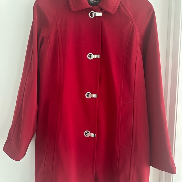 London Fog Red Trench Coat Classic Mid-Length Design - Picture 1 of 7